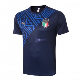 Camiseta de Entrenamiento Italia 2020 Cuello Redondo Azul Marino