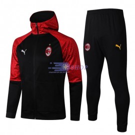 Chandal AC Milan 2021/2022 Con Capucha Negro/Rojo