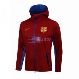 Chaqueta Barcelona 2021/2022 Con Capucha Rojo Oscuro