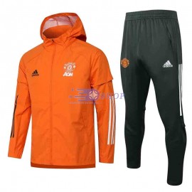 Cortavientos Manchester United 2021 Con Capucha Kit Naranja