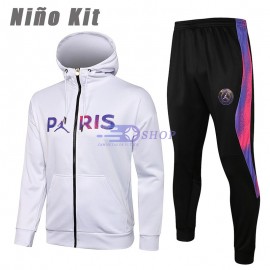 Chándal PSG 2021/2022 Con Capucha Niño Kit Blanco