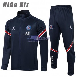 Chándal PSG 2021/2022 Cuello Alto Niño Kit Azul Oscuro