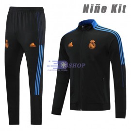 Chaqueta Real Madrid 2021/2022 Cuello Alto Niño Kit Negro/Azul