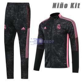 Chándal Real Madrid 2021/2022 Cuello Alto Niño Kit Negro/Rosa