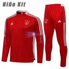 Sudadera De Entrenamiento Ajax 2021/2022 Niño Kit Rojo