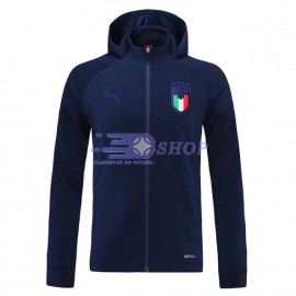 Chaqueta Italia 2021 Con Capucha Azul Oscuro