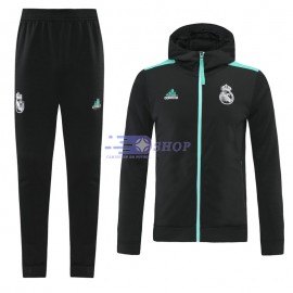 Chandal Real Madrid 2021/2022 Con Capucha Negro/Azul Claro