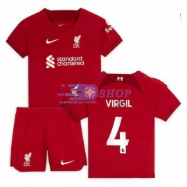 Camiseta Liverpool 1ª Equipación 2022/2023 VIRGIL 4 Niño Kit