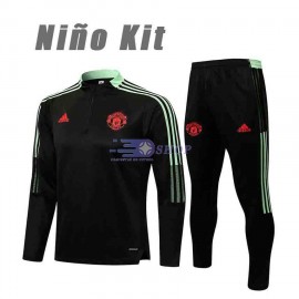 Sudadera De Entrenamiento Manchester United 2021/2022 Niño Kit Negro