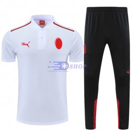 Polo AC Milan 2022/2023 Kit Blanco Marca Rojo