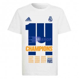 Camiseta Real Madrid UEFA Campeones 14 Blanca 2022