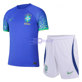 Camiseta Brasil 2ª Equipación 2022 Copa Mundial Niño Kit 